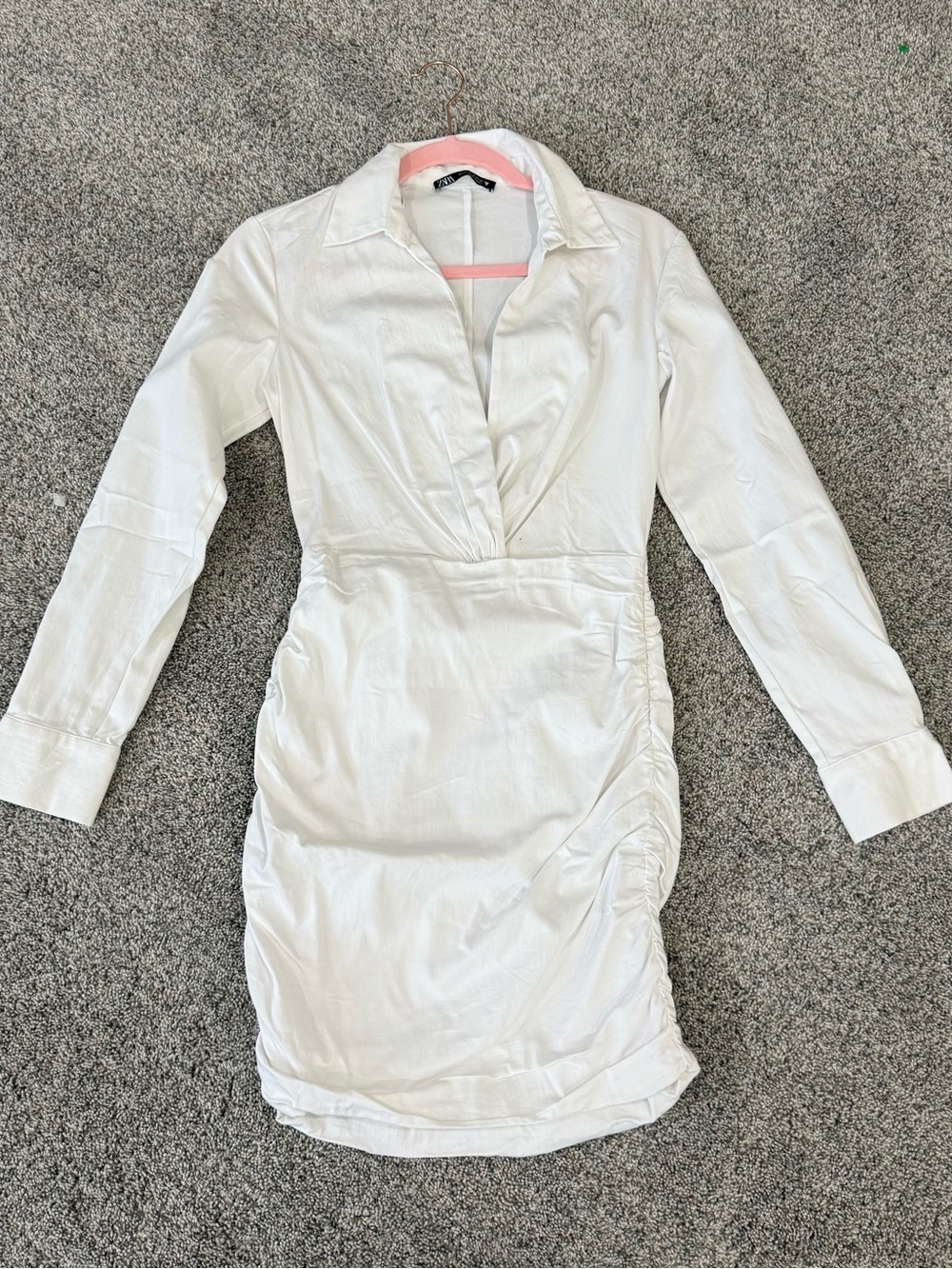 NWOT Zara White Shirt Dress Mini Bodycon Minimalist Wrap Top Preppy Women’s XS - Picture 5 of 15
